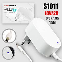 блок питания для vk капсулы sp12, 18в/2а адаптер 220 - 18v/2a разъем 3,5*1,35, кабель 1,5м (белый)  фото