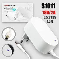 блок питания для vk капсулы sp12, 18в/2а адаптер 220 - 18v/2a разъем 3,5*1,35, кабель 1,5м (белый)  фото
