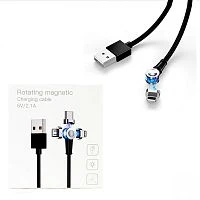 шнур usb - ios lighting 180 1м черный (магнитный 180°) сменный разъем на магните, кабель  фото