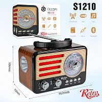 радиоприемник переносной deespi re-01r ретро-стиль, am/fm-проигрыватель, питание аккумулятор/220в  фото