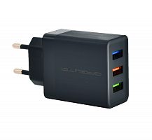 блок питания орбита ot-apu33 5в, 2.4а зарядное устройство с usb - 3 гнезда (черный)  фото